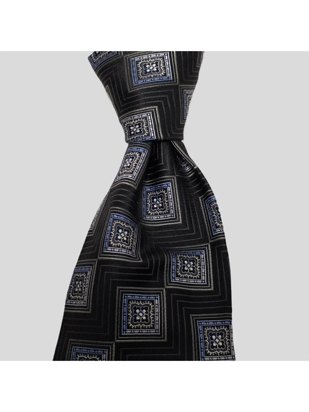 Ermenegildo Zegna Silk Men's Carroll & Co. ITALY Luxury Jacquard Blue 60 x3.3/4